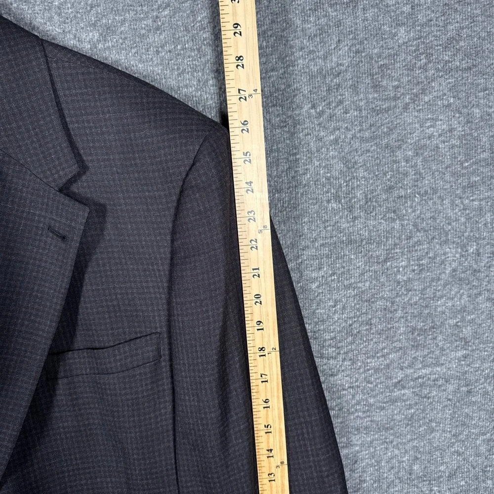 Jos A Bank Blazer Mens 46L Grey Silk Wool Signature Collection‎ Plaid Sport Coat